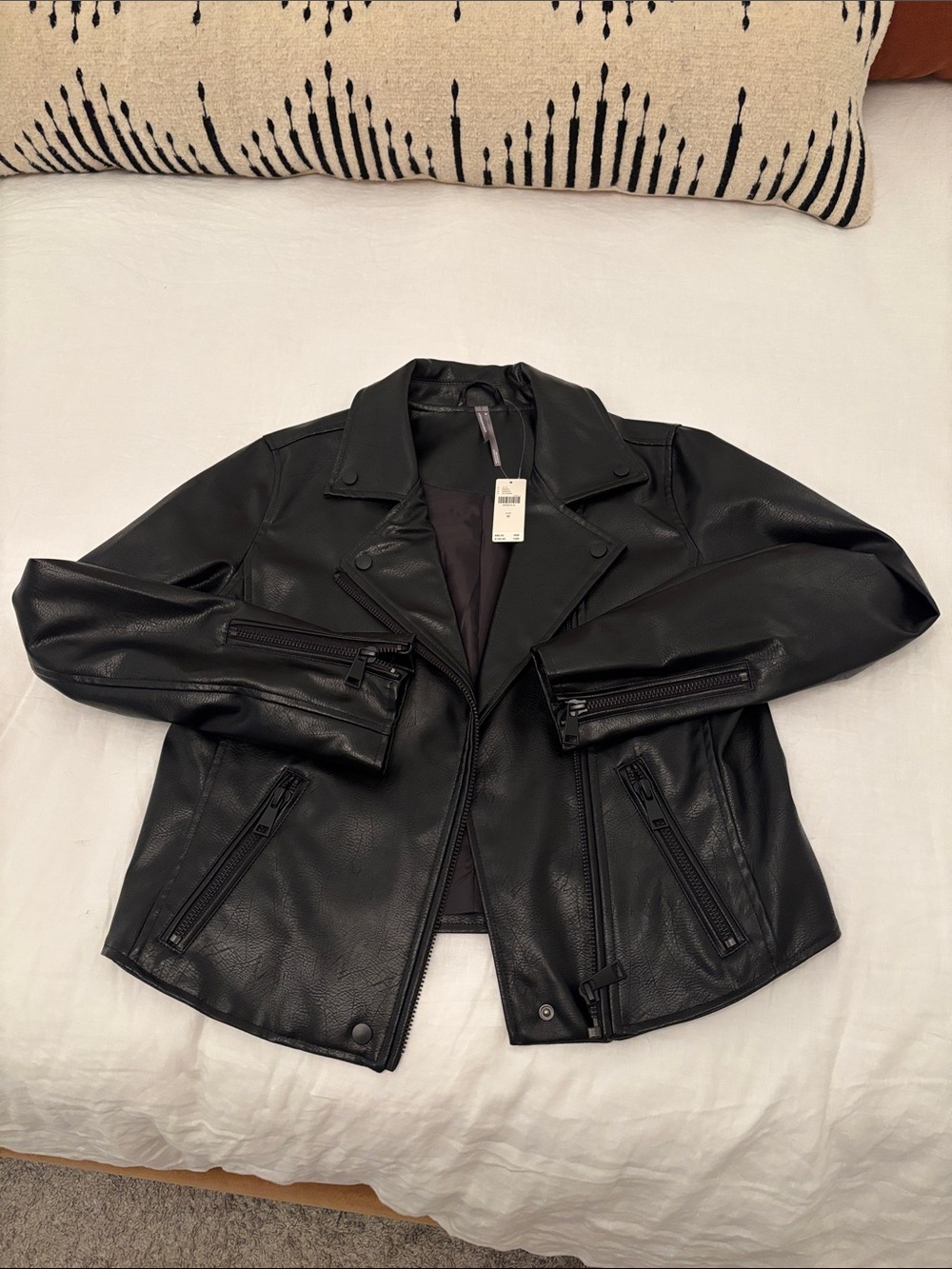 Anthropologie Black Faux Leather Moto Jacket